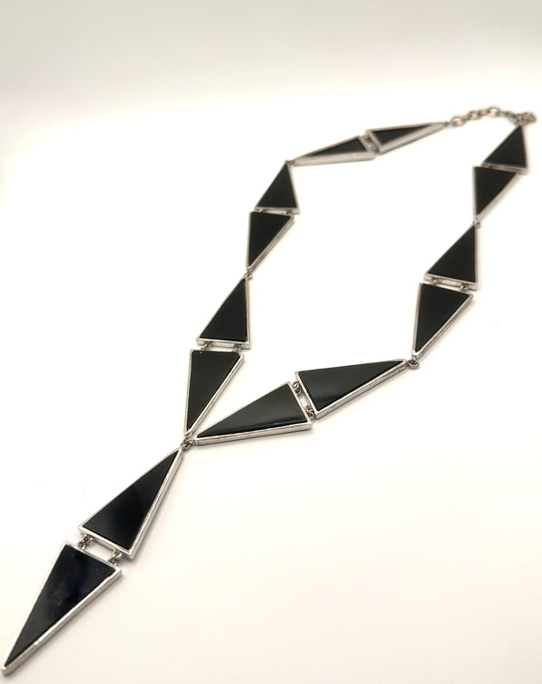 BLACK ONYX TRIANGLE LARIAT NECKLACE 20-22" (FP 10)