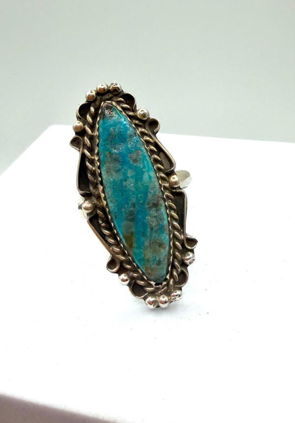 ROBERT LIVINGSTON NATIVE HANDMADE MORENCI TURQUOISE ADJUSTABLE RING (LA 69)