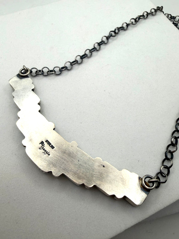 PATRICK YAZZIE SONORAN GOLD TURQUOISE BAR ADJ NECKLACE 22" (LA 19)