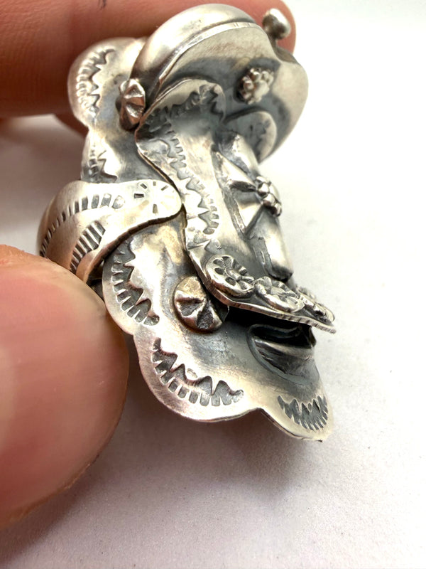 TIM YAZZIE ALL STERING SILVER SADDLE RING SIZE 10 (LA 9)