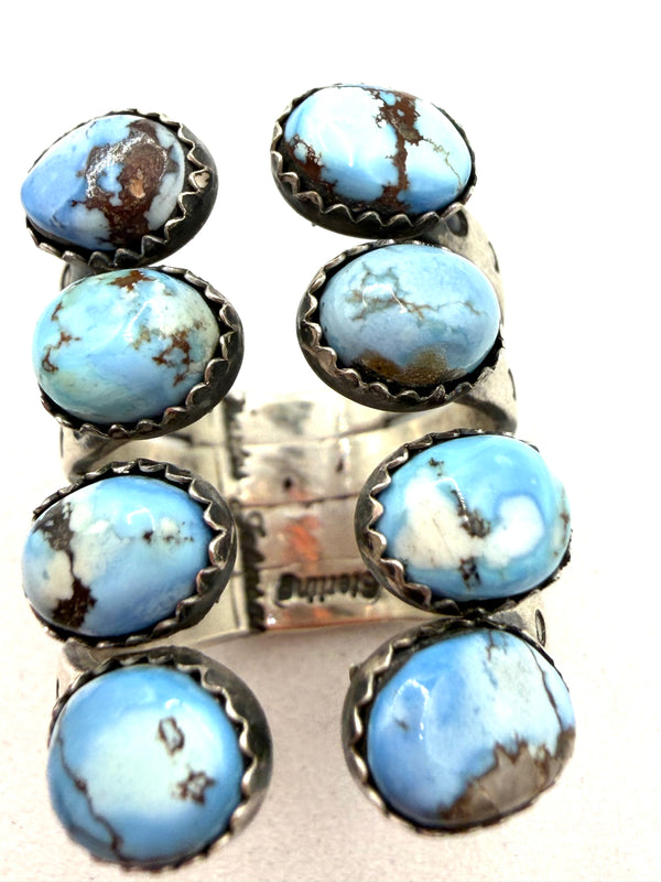 CHARLES JOHNSON GOLDEN HILLS CLUSTER NATIVE HANDMADE SS ADJUSTABLE RING (LA 22)