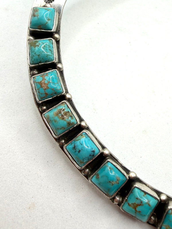 LEROY JAMES NATIVE HANDMADE KINGMAN TURQUOISE COLLAR NECKLACE (NP 36)