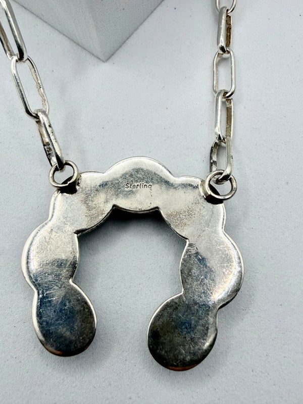 BLUE SPIDER OPAL NAJA ADJUSTABLE PAPERCLIP NECKLACE 20" (ELW 33)