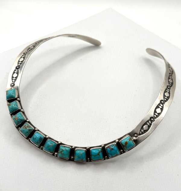LEROY JAMES NATIVE HANDMADE KINGMAN TURQUOISE COLLAR NECKLACE (NP 36)
