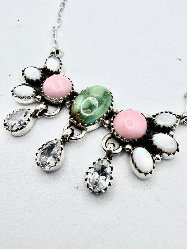 PINK CONCH MOTHER-OF-PEARL SONORAN GOLD TURQUOISE 18-20" NECKLACES (NP 56)