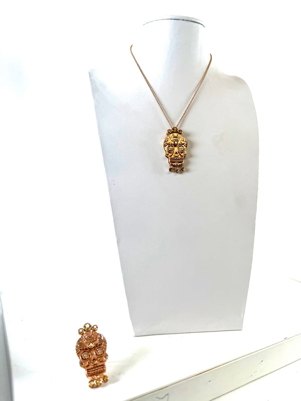 ROSE GOLD SUGAR SKILL CITRINE NECKLACE 16-22" BY HESPERA (AM 15)