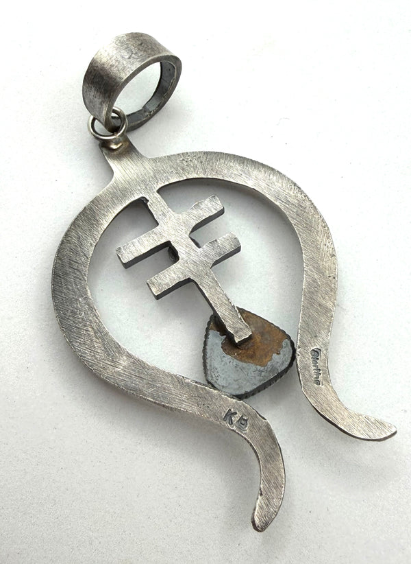 KEVIN BILLAH NAJA MOTIF SS NATIVE HANDMADE STATEMENT PENDANT 3" (NP 25)