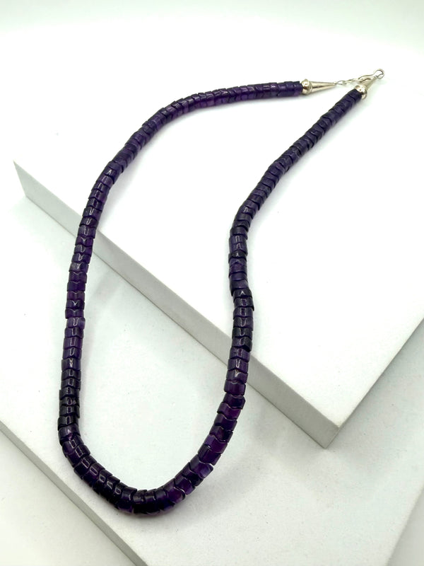 AMETHYST BEADED NECKLACE 18" (LL 79)