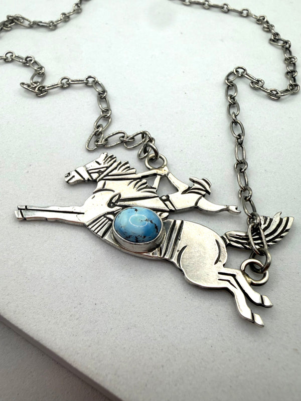 CHARLES JOHNSON NATIVE HANDMADE BRONCO ADJ NECKLACE 20" (LA 15)