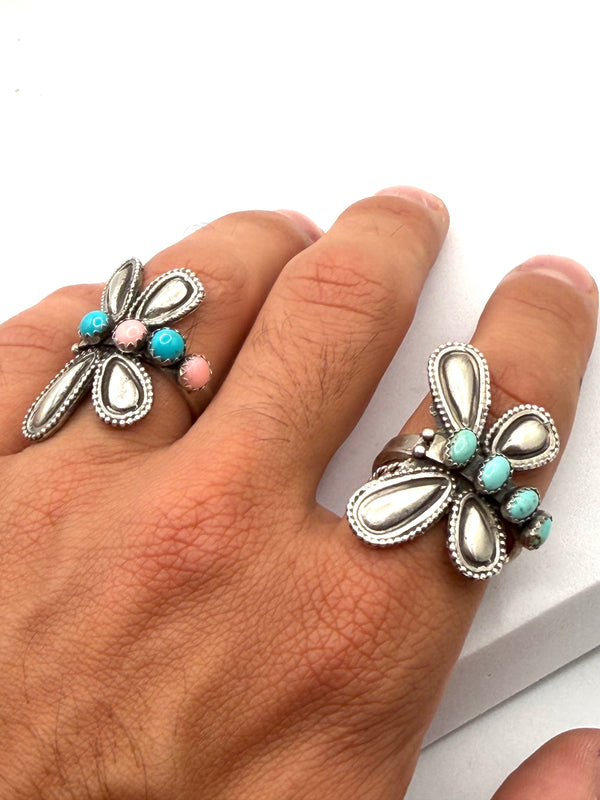 LEROY JAMES NATIVE HANDMADE SS ADJUSTABLE BUTTERFLY RINGS (LA 24)