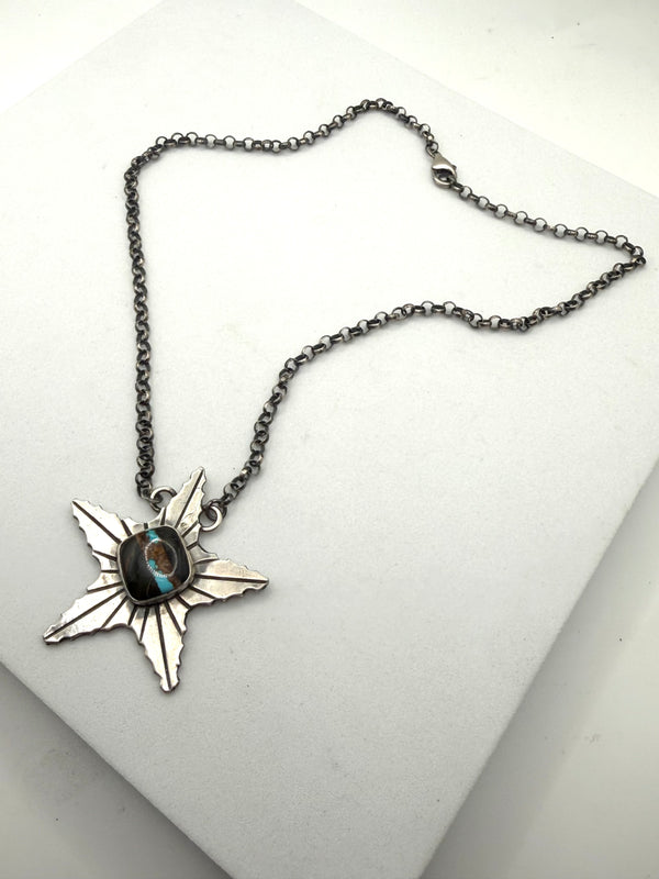P. WILLIAMS BLACKJACK TURQUOISE STAR ADJ NECKLACE 20" (LA 16)