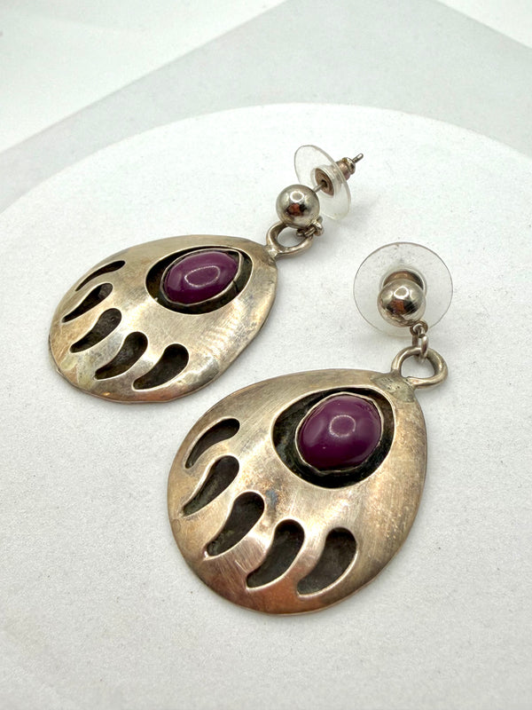 SHADOWBOX PURPLE MOHAVE POST BACK EARRINGS 2" (LN 47)