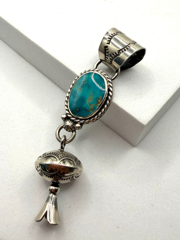 JASON OGG NILA TURQUOISE BLOSSOM NATIVE HANDMADE PENDANT (LL 36)