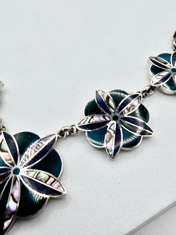 MULTISTONES INLAY ABALONE SHELL ADJUSTABLE NECKLACE 18-20" (JR 167)