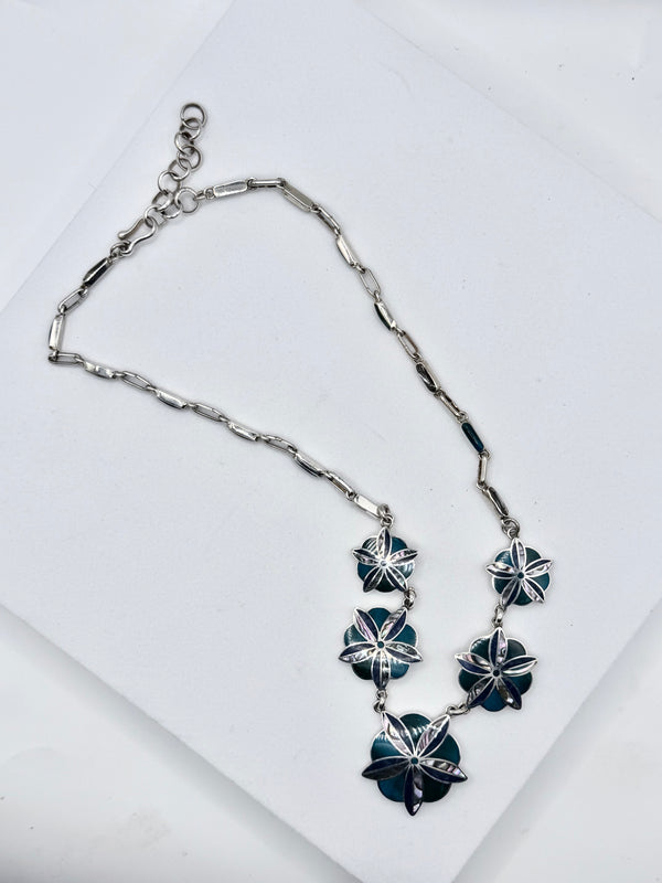 MULTISTONES INLAY ABALONE SHELL ADJUSTABLE NECKLACE 18-20" (JR 167)