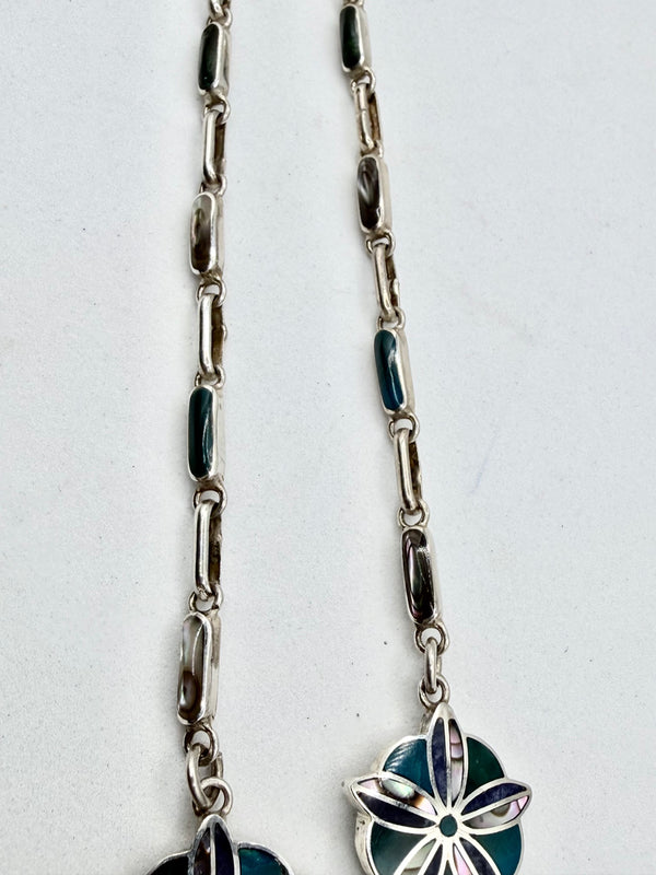 MULTISTONES INLAY ABALONE SHELL ADJUSTABLE NECKLACE 18-20" (JR 167)