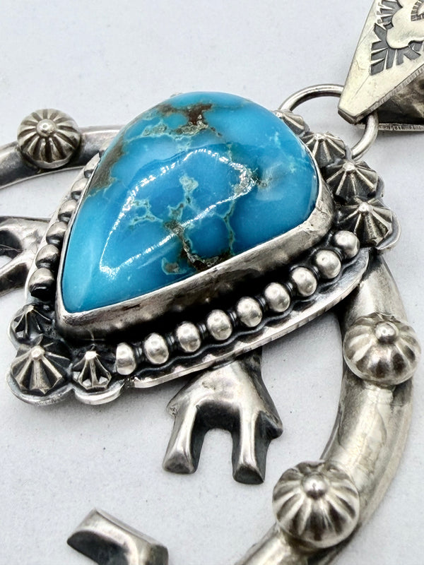 P. BEGAY LANDER BLUE TURQUOISE NAJA PENDANT 3" (ELW 1)