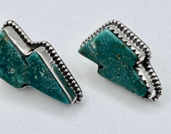 ROYSTON TURQUOISE LIGHTNING BOLT POST BACK EARRINGS (ELW 21)