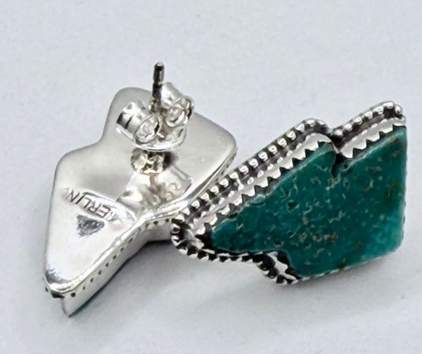 ROYSTON TURQUOISE LIGHTNING BOLT POST BACK EARRINGS (ELW 21)