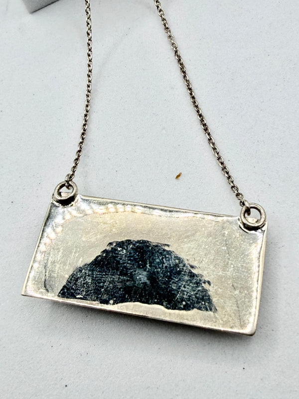 STERLING SILVER KINGMAN TURQUOISE ADJUSTABLE BAR NECKLACE 16-22" (MM 4)