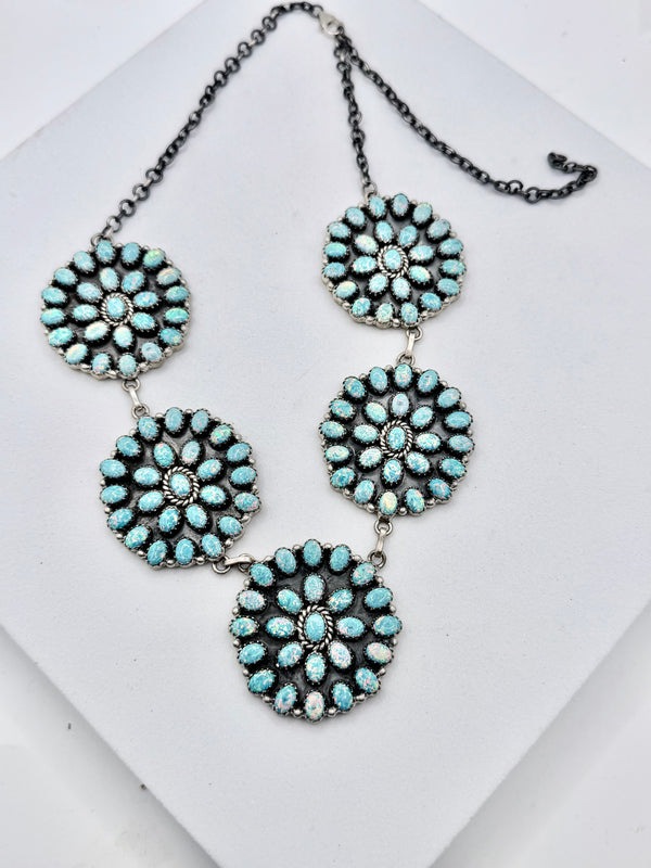 DESERT SKIES AURA OPAL CLUSTER ADJUSTABLE NECKLACE 20" (MM 07)