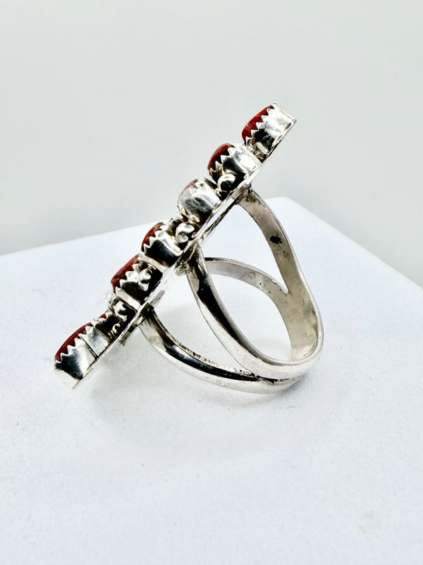 JUSTINA WILSON NATIVE HANDMADE MED CORAL NAJA RING SIZE 7.5" (PN 16)