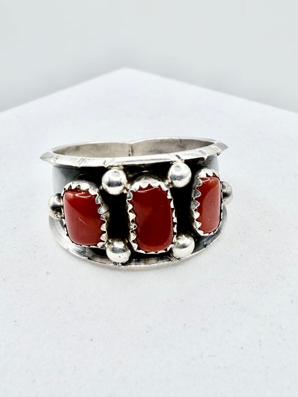 REED CHARLIE MED CORAL NATIVE HANDMADE RINGS (PN 19)