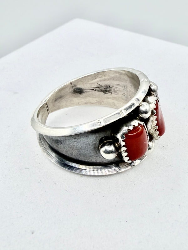 REED CHARLIE MED CORAL NATIVE HANDMADE RINGS (PN 19)