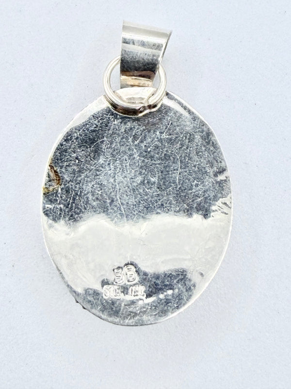 BYRON BEGAY NATIVE HANDMADE BLUE HOWLITE OVAL PENDANT (PN 20)