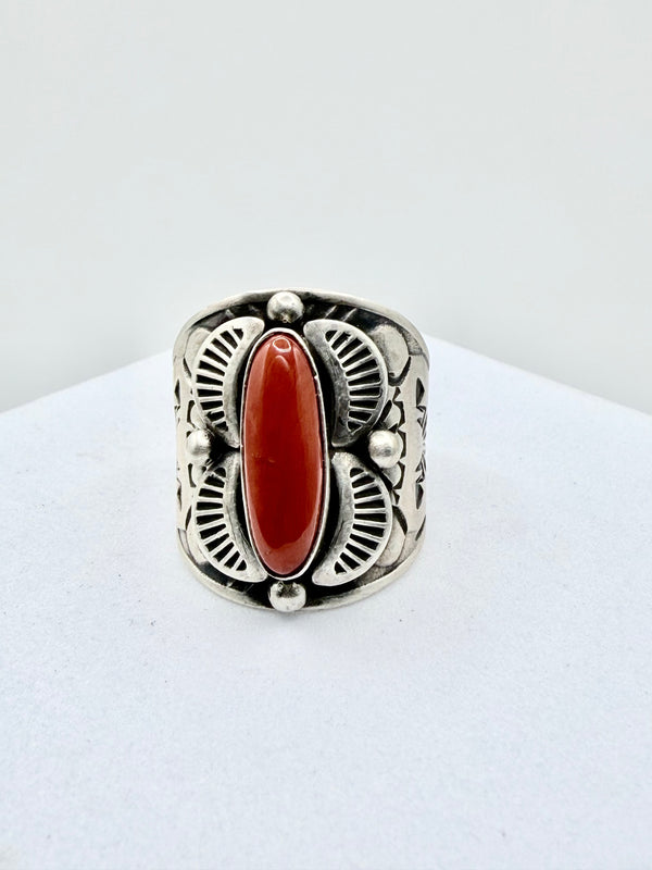 NATIVE HANDMADE CORAL STATEMENT RINGS (PN 14)