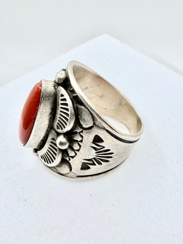 NATIVE HANDMADE CORAL STATEMENT RINGS (PN 14)