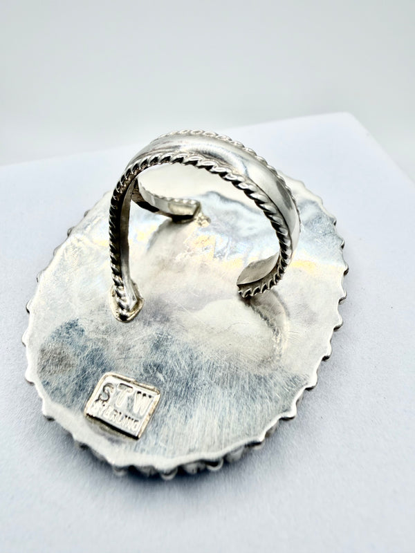 STW NATIVE HANDMADE MED CORAL CLUSTER ADJUSTABLE RING (PN 15)