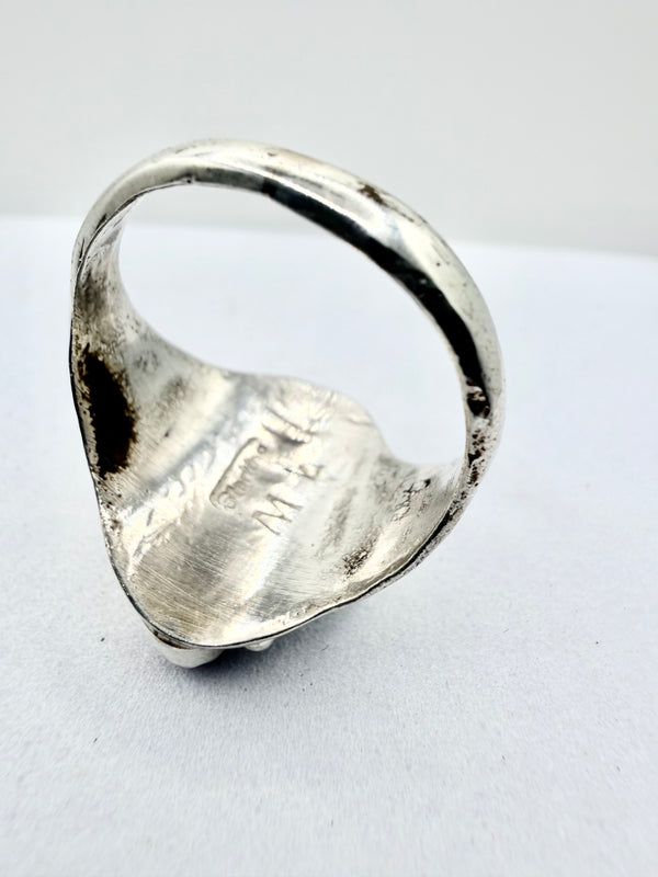 NATIVE HANDMADE KINGMAN & CORAL RING SIZE 12 (PN 9)