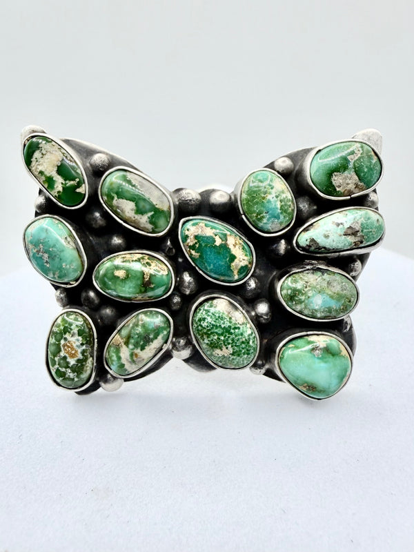 SHEILA TSO NATIVE HANDMADE SONORAN GOLD TURQUOISE BUTTERFLY CLUSTER RINGS (PN 6)