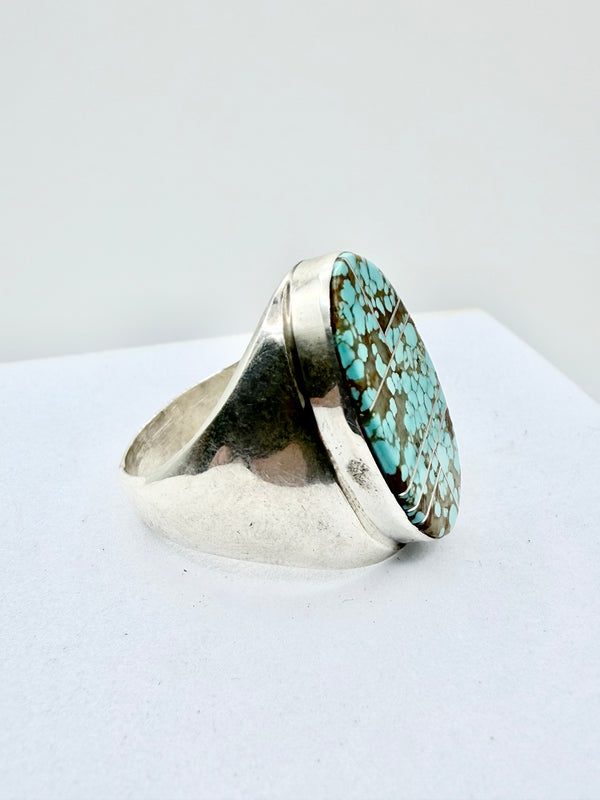WILBERT GRAY NATIVE HANDMADE MINE 8 TURQUOISE OVAL RING SIZE 12 (PN 1)