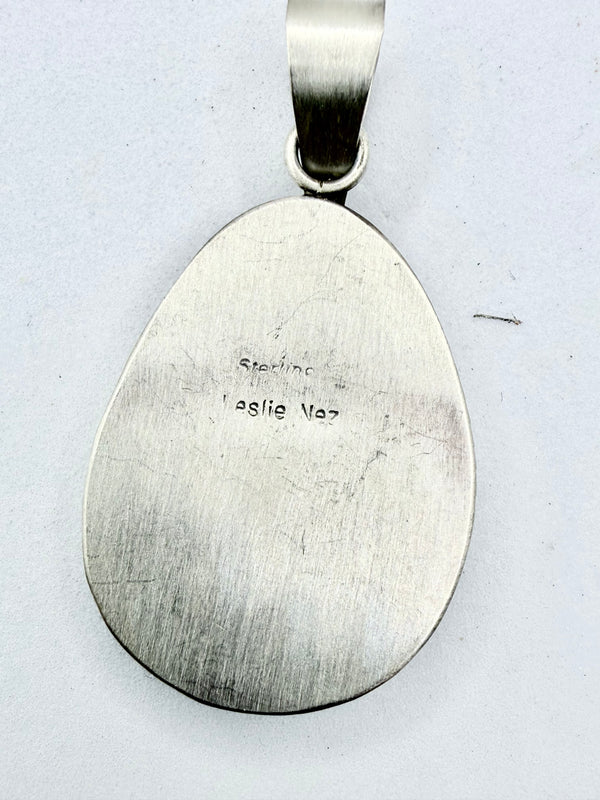 ROYSTON TURQUOISE OVAL NATIVE PENDANT BY LESLIE NEZ (PN 3)