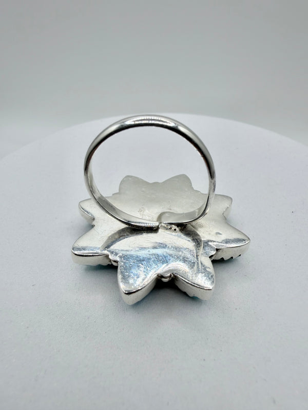 KINGMAN TURQUOISE SS CLUSTER ADJ STATEMENT RING (CG 7)