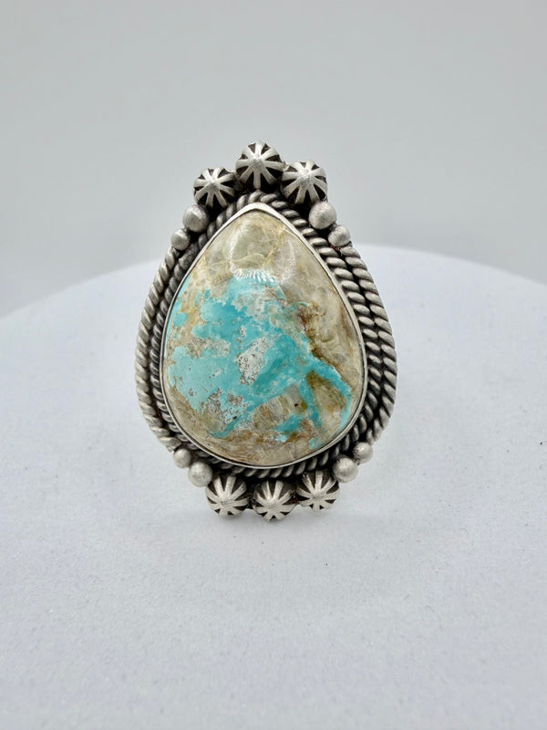 DRY CREEK TURQUOISE SS ADJUSTABLE RING (CG 8)