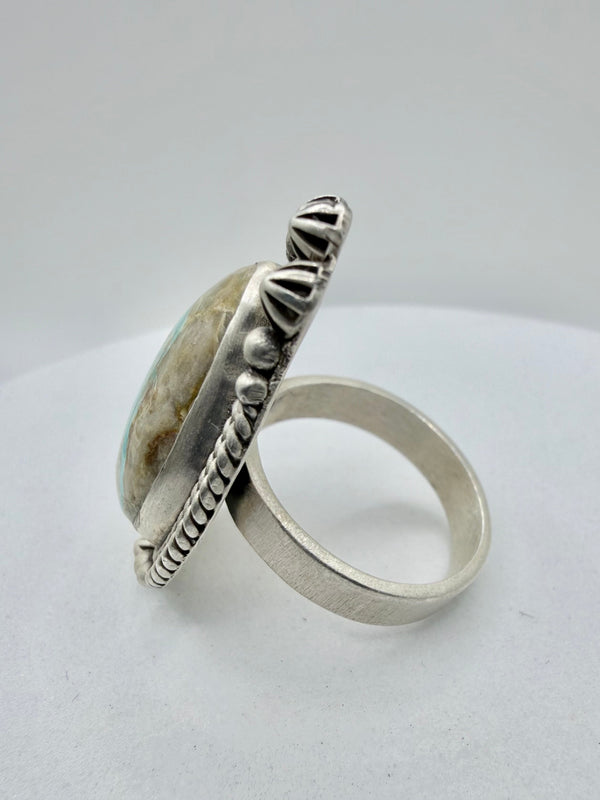 DRY CREEK TURQUOISE SS ADJUSTABLE RING (CG 8)