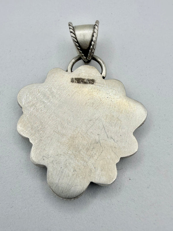 PALOMINO VERASCITE & SONORAN GOLD TURQUOISE SS HEART PENDANT 2" (CG 9)