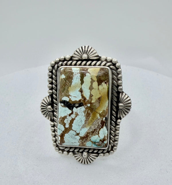 RED MOUNTAIN TURQUOISE ADJUSTABLE SS RING (CG 10)