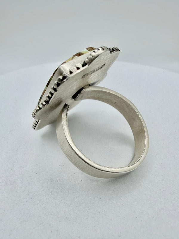 RED MOUNTAIN TURQUOISE ADJUSTABLE SS RING (CG 10)