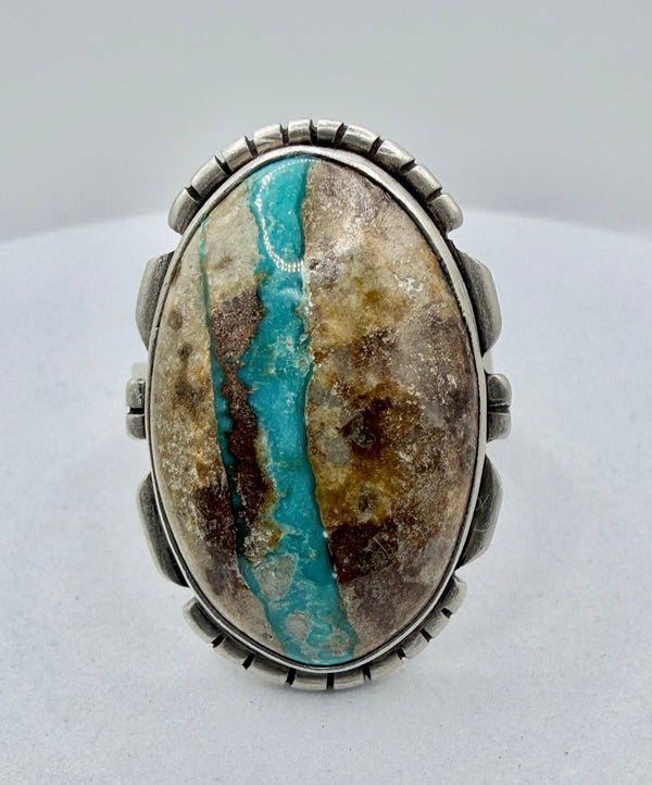 BOULDER RIBBON TURQUOISE SS ADJUSTABLE RING (CG 11)