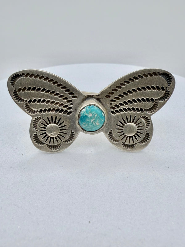 WHITEWATER TURQUOISE ADJUSTABLE SS BUTTERFLY RING (CG 12)