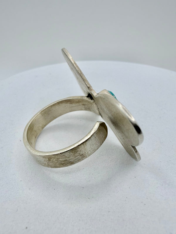 WHITEWATER TURQUOISE ADJUSTABLE SS BUTTERFLY RING (CG 12)