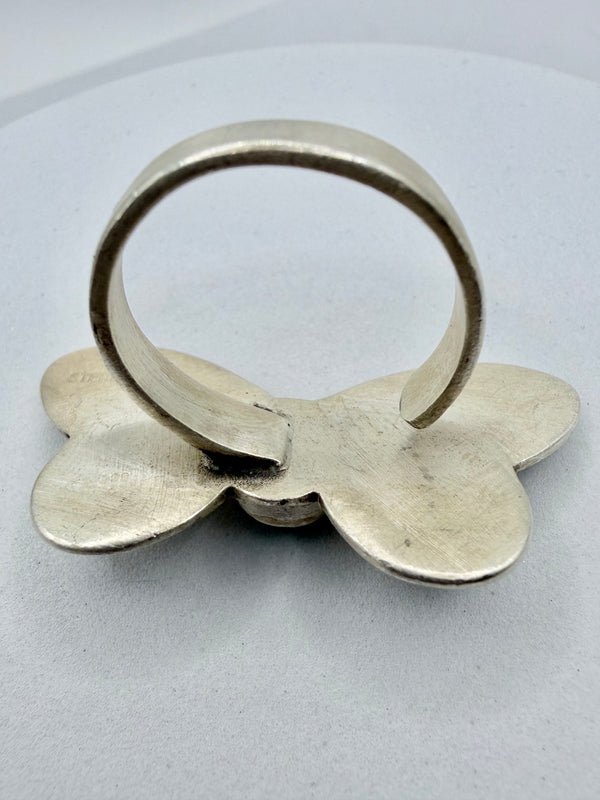 WHITEWATER TURQUOISE ADJUSTABLE SS BUTTERFLY RING (CG 12)