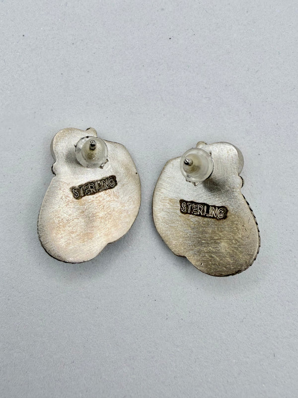 PALOMINO VERASCITE & ORANGE SPINY OYSTER POST BACK SS EARRINGS (CG 01)