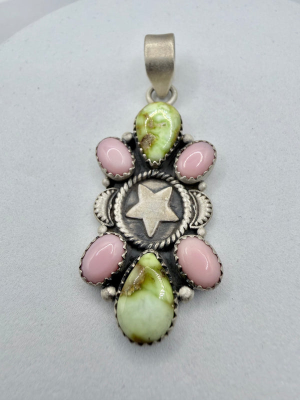 PALOMINO VERASCITE & PINK CONCH SS PENDANT 2" (CG 2)
