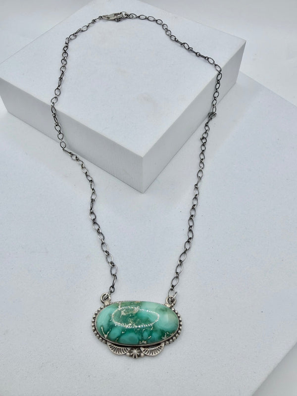 ROYSTON TURQUOISE SS OVAL NECKLACE 21" (CG 05)