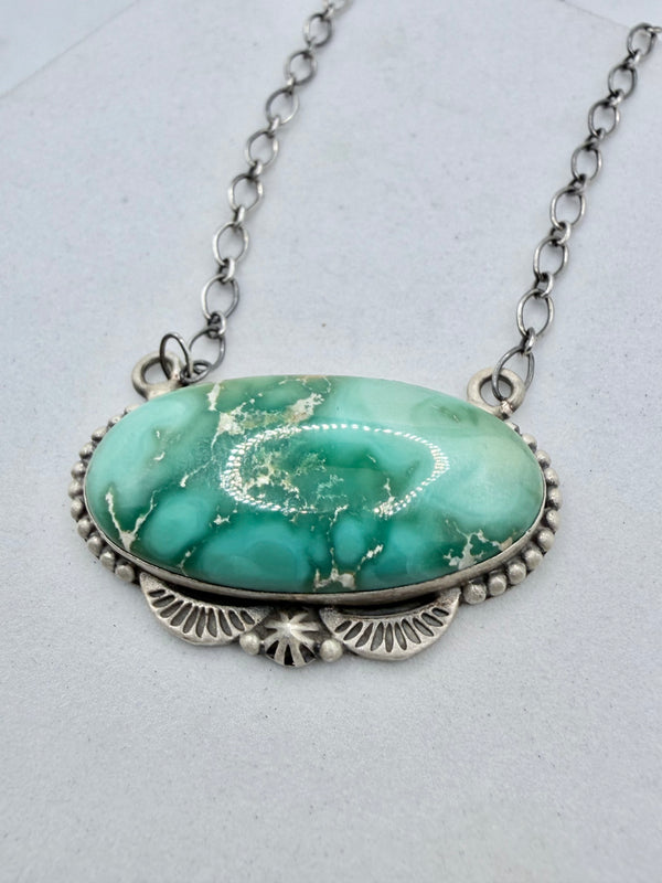 ROYSTON TURQUOISE SS OVAL NECKLACE 21" (CG 05)